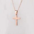 Gepolijste roségouden kruis hanger ketting met een slanke minimalistische ketting - Roségoud (MP403)