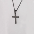 Gepolijste donkergrijze roestvrijstalen kruis hanger ketting met minimalistische metalen ketting - Zwart (MP403)