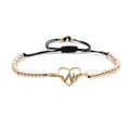 Detail of adjustable woven bracelet featuring tricolor beads and zircon heart pendant - ECG Heart LOVE 3