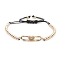 Retro colorful bead chain bracelet with micro-paved zircon heart pendant and adjustable cord - Hollow Heart LOVE 4