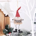 Gnomo natalizio in legno da appendere con cappello a righe rosse e scritta XMAS - Babbo Natale JOY