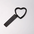 Matte black stainless steel rectangle pendant with heart keyring for custom engraving - Black