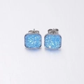 Sparkly square druzy stud earrings in bright blue finish with silver steel frame - Bright Blue (7)