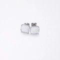 Square white druzy stud earrings with sparkling crystal texture and silver metal frame - White Crystal (13)