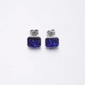 Square silver-tone earrings featuring sparkling deep purple druzy quartz crystals - Dark Purple (19s)