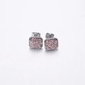 Elegant square stud earrings with pink druzy crystals and silver finish for women - Mauve (23)