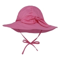 Rosa Baumwoll-Sonnenhut für Babys mit Blumenschleife und praktischem Kinnriemen - Fuchsia
