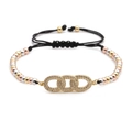Detail of tricolor bead bracelet with pavé zircon interlocking infinity rings - B0117 Double Infinity