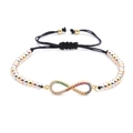 Adjustable woven bracelet with colorful beads and gold infinity symbol with pavé zircons - B0014 Multicolor Zirconia 1