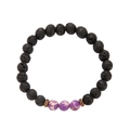 Detail of volcanic stone bracelet with purple imperial beads and metallic spacers - Lava Stone Purple