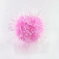 Detail of pink crinkle ball cat toy with holographic metallic tinsel texture - Pink + Iridescent