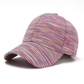 Colorful striped cotton baseball cap for women with vibrant multi-color sun protection design - One Size / Dusty Rose