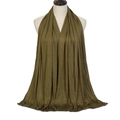 Olive green mercerized cotton scarf with elegant drape on a female mannequin - Army Green