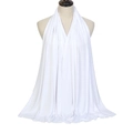 White mercerized cotton hijab shawl with high elasticity and breathable texture - White