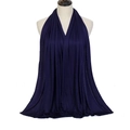 Solid deep purple mercerized cotton scarf for women with elegant drape and soft texture - Navy Blue
