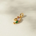Charmant pendentif lapin doré avec pierres de zircon colorées et centre iridescent - Style Lapin (925-1#)