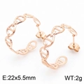 Orecchini a cerchio muso di maiale in acciaio al titanio placcato oro rosa 18K, 22x5.5mm - Stile Catena Naso di Maiale B (KE109393-KFC) / Oro rosa