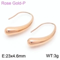 Pendientes de gota irregulares en oro rosa pulido con un diseño minimalista moderno - Pequeño Oro Rosa (KE109201-KFC) / 23x4.6mm