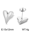 Polished silver heart stud earrings with butterfly backs 13x12mm 4g weight - Steel Color (KE108067-Z)