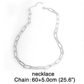 Detail view of silver paperclip chain necklace with 60cm length and lobster clasp - Silver Necklace / 60+5cm