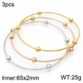 Three-piece stackable minimalist stainless steel bead bangles in gold, rose gold and silver - 65*2mm (3 Pcs) / Tri-color Set (Gold/Silver/Rose Gold)