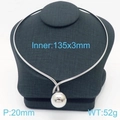 Silver stainless steel ball pendant necklace with 135x3mm inner size and 20mm sphere - Steel Color Torque Necklace (KN236552-LO)