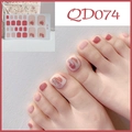 Detail of pink and red abstract toe nail stickers with model showcase and card - Abstract Pink (QD74)