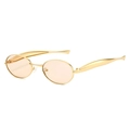 Lunettes de soleil ovales en métal doré avec verres pêche et branches design - Monture Dorée Verres Champagne