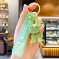 Mint green crystal French Bulldog keychain with matte finish and silicone XBOOM strap - Green