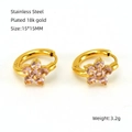 Orecchini a fiore in acciaio placcato oro 18k con zirconi rosa, 15x15mm - Zirconia Rosa