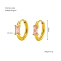 Detail of 16mm gold plated hoop earrings with pink zircon stone and size dimensions - 18K Gold / Pink Zirconia