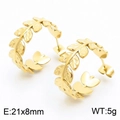 Orecchini a cerchio in foglia di grano dorata lucida, 21x8mm, con elegante design minimalista - Oro (KE109300-KFC)