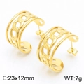 Orecchini a cerchio in acciaio inossidabile placcato oro 18K stile catena, 23x12mm - Grande Oro (KE109307-KFC) / 23x12mm