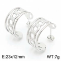 Orecchini a cerchio in acciaio inossidabile argento con trama a catena 23x12mm - Grande Argento (KE109308-KFC) / 23x12mm