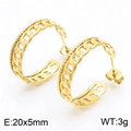 Orecchini a cerchio a C in acciaio inossidabile placcato oro 18K con trama a catena - Piccolo Oro (KE109313-KFC) / 20x5mm