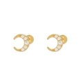 Crescent Moon Stud Earrings (JQH0256-G-2) / 1 Pair Pack / Gold
