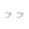 Crescent Moon Stud Earrings (JQH0256-S-2) / 1 Pair Pack / Silver