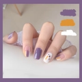 Uñas postizas violetas y naranjas con diseño brillante de graffiti geométrico - Estilo de pegamento (con pegamento)