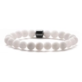 8mm white turquoise beads bracelet with black hematite cylinder accent for men - Porcelain White Stone
