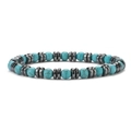Mens 8mm turquoise beaded bracelet with grey metal spacers on a white background - 6mm/Round Bead / Blue Turquoise