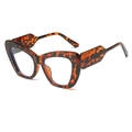 Retro Katzenaugen-Sonnenbrille mit braunem Leoparden-Schildpatt-Rahmen und breiten Bügeln - Schildpatt-Rahmen Transparente Linsen