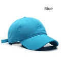 Minimalist sky blue cotton baseball cap with curved brim and adjustable strap for sun protection - Adjustable / Blue