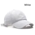 Classic white washed cotton baseball cap with adjustable strap and curved brim - Adjustable / White