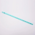 Close-up of a light blue spiral Tritan reusable straw with textured surface on white background - Teal