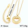 Collar con colgante de corazón chapado en oro de 18k con cristales y cadena delicada - Dorado