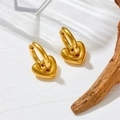 Orecchini a cuore in acciaio inossidabile placcato oro 18k su decoro minimalista - Cuore d'Oro (G307)