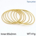 7-piece gold-tone minimalist stackable bangles with smooth and rope twisted textures - 7-Piece Set / 65x2mm / Gold