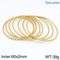 Set of 7 minimalist gold-finish stainless steel stackable bangles with 60mm diameter - 7-Piece Set / 60x2mm / Gold