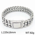 Dettaglio del bracciale a maglie a cuore intrecciate in argento lucido, lungo 220mm - Bracciale / Color Acciaio (KB166020-KJX)