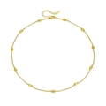 Golden stainless steel rice bead snake chain necklace with adjustable lobster clasp - Gold Necklace (C201)